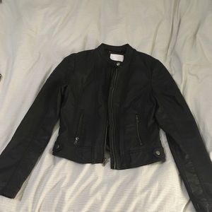 Faux leather motorcycle jacket